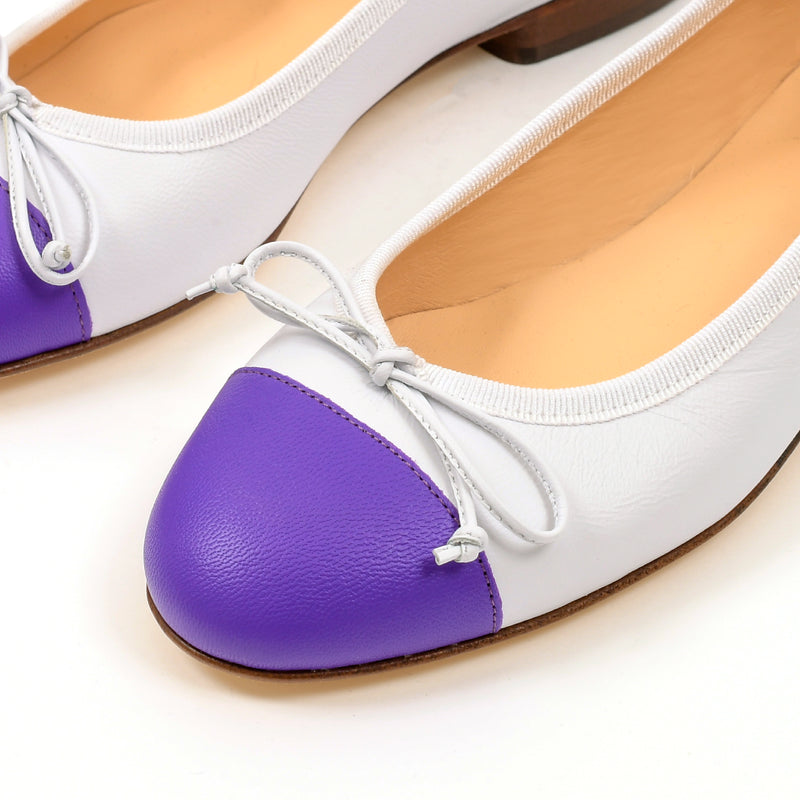Ballerine bicolore blanc et violet